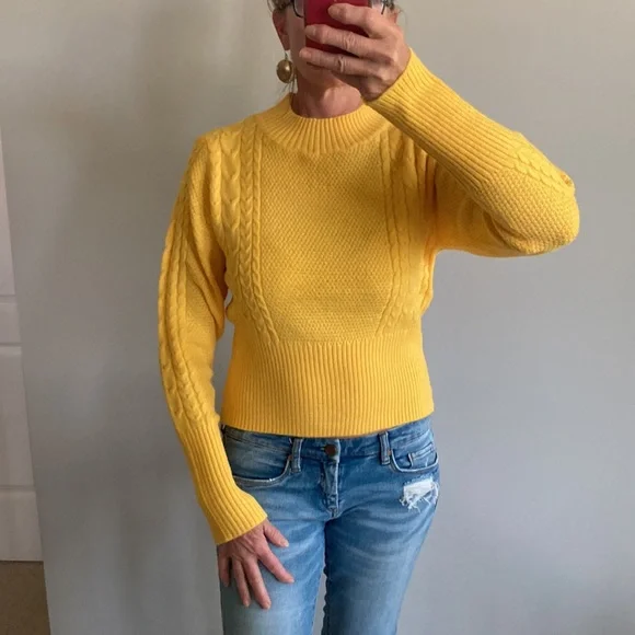 Bright Yellow Ribbed Long Sleeve Sweater - Picture 11 of 11